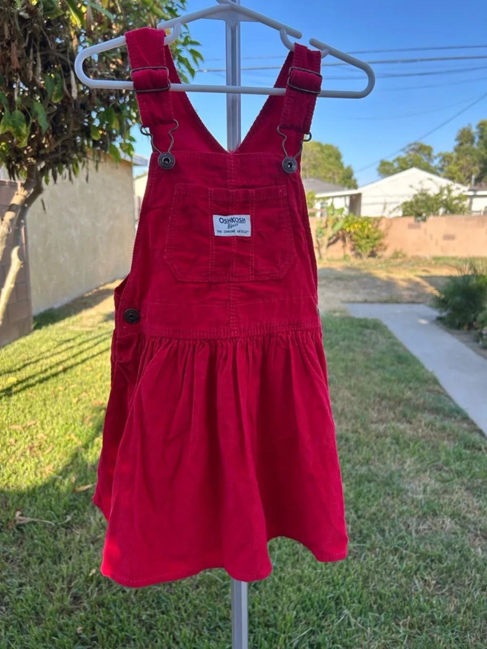 OshKosh B'gosh Bright Red Corduroy Overall Dress for Kids
